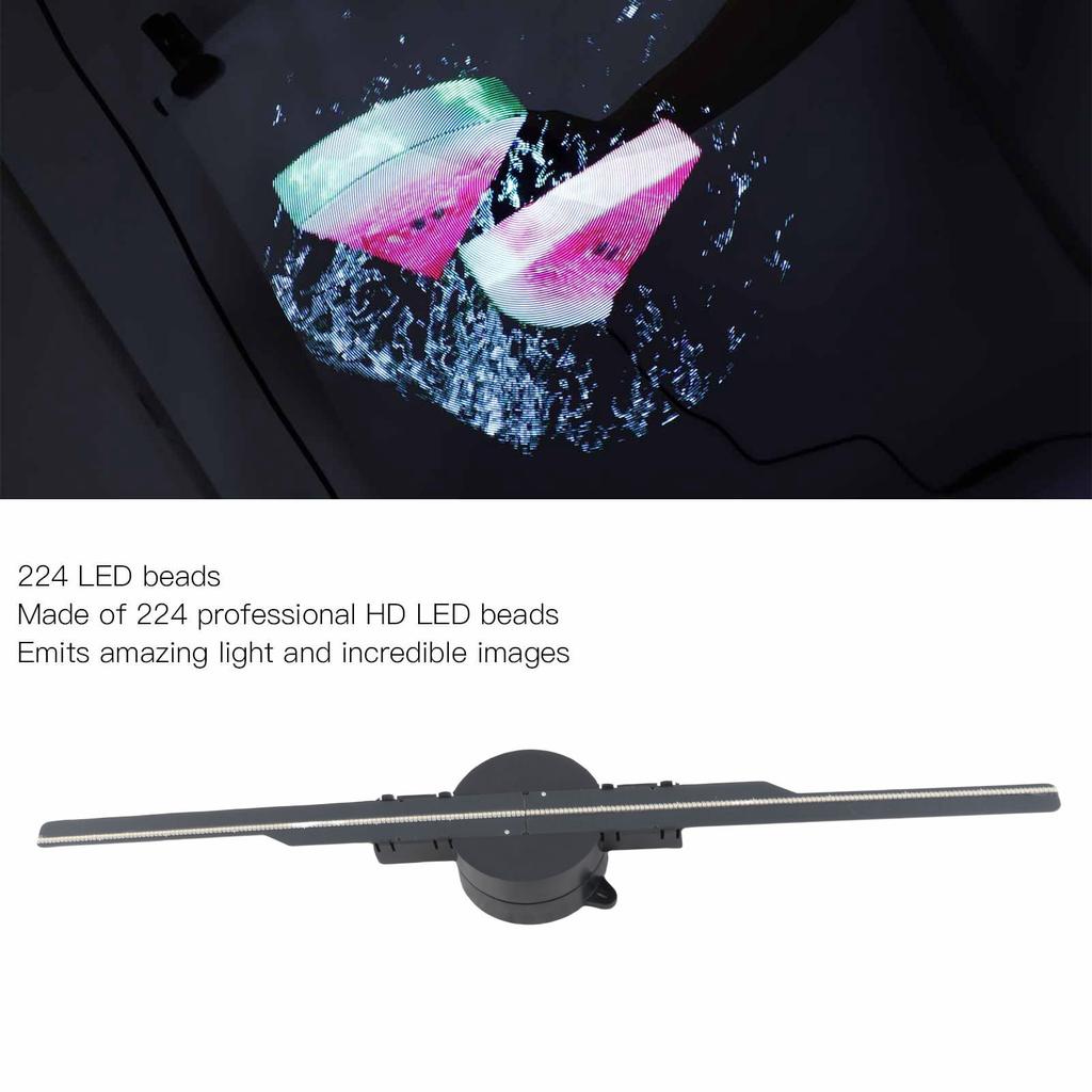 Hologram Projector Fan 16.1in 3D Hologram Fan Clear Video Images 1250rpm 224 LED Beads for Holiday Event Showcase