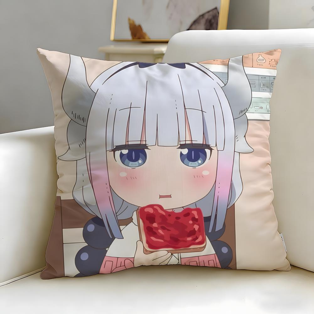 anime Miss Kobayashis Dragon Maid Cushion Cover Soft  EasyWash Pillow Case  Versatile for Couch Bed Travel and Office