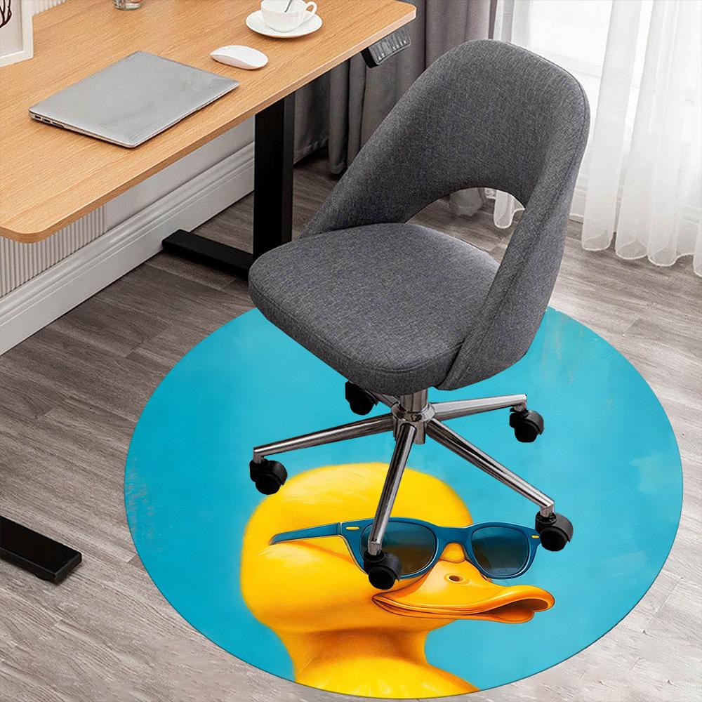 1PC Duck Sunglasses Office Round Area Rug, Under Office Chairs Bedroom Living Room Home Decor,Carpet for Office, -1110257