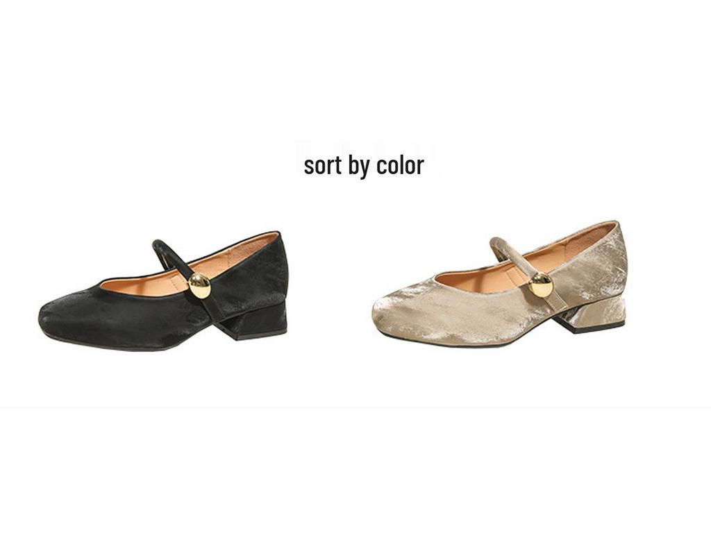 338-5 Szerokie Francuskie Buty na Wysokim Obcasie dla Kobiet, Kwadratowy Nosek, Miękki Styl Vintage Mary Jane, Piękne Wieczorowe Obuwie.