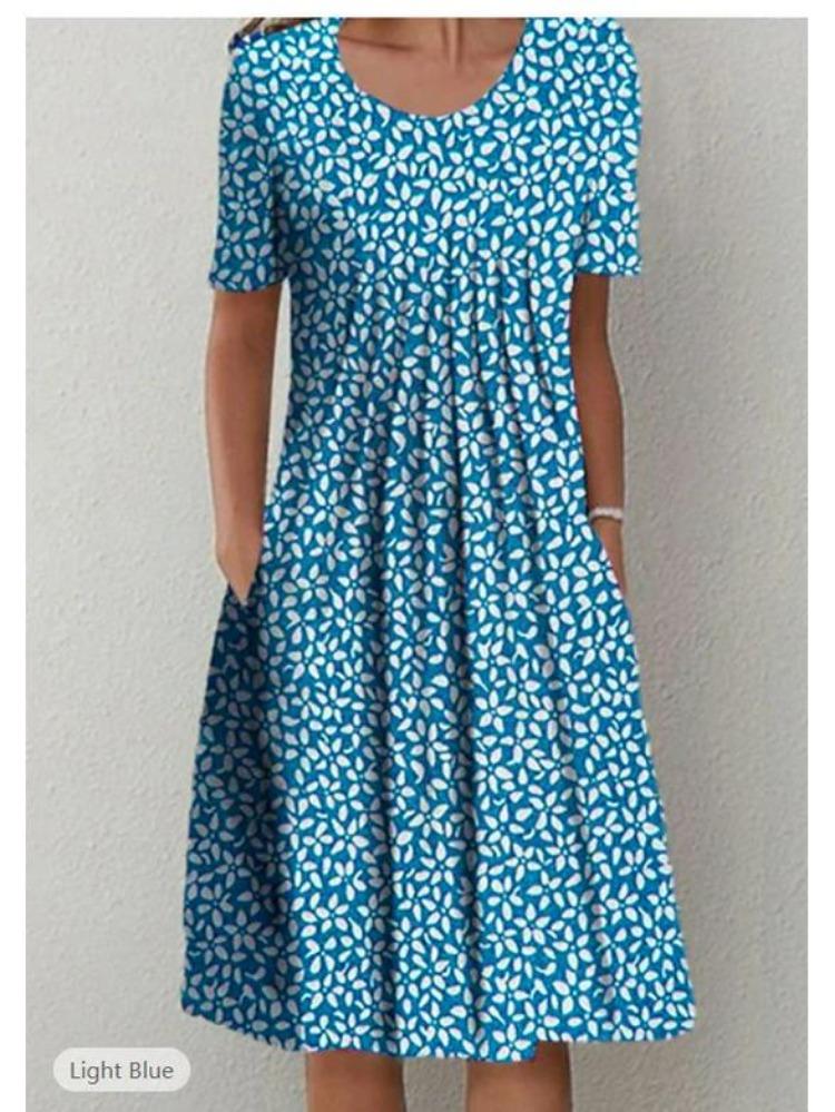 Floral Print Midi Dress with Pockets for Spring Summer
