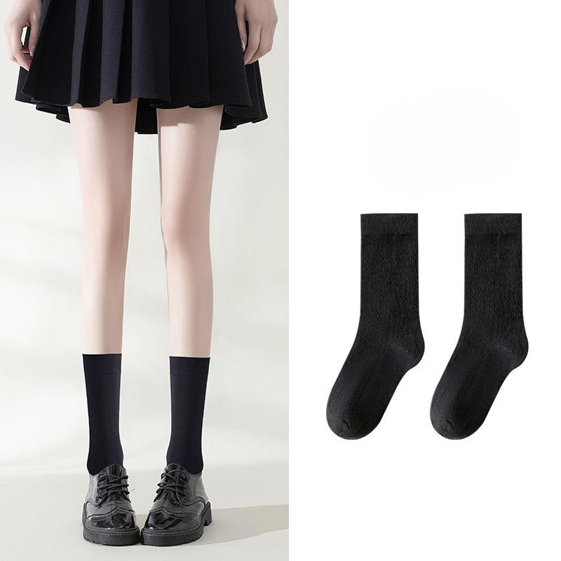 

Черные гольфы до колена для женщин, весенне-осенние однотонные длинные чулки, компрессионные утягивающие носки для похудения ног, летние компрессионные носки для похудения 1 pair чёрный