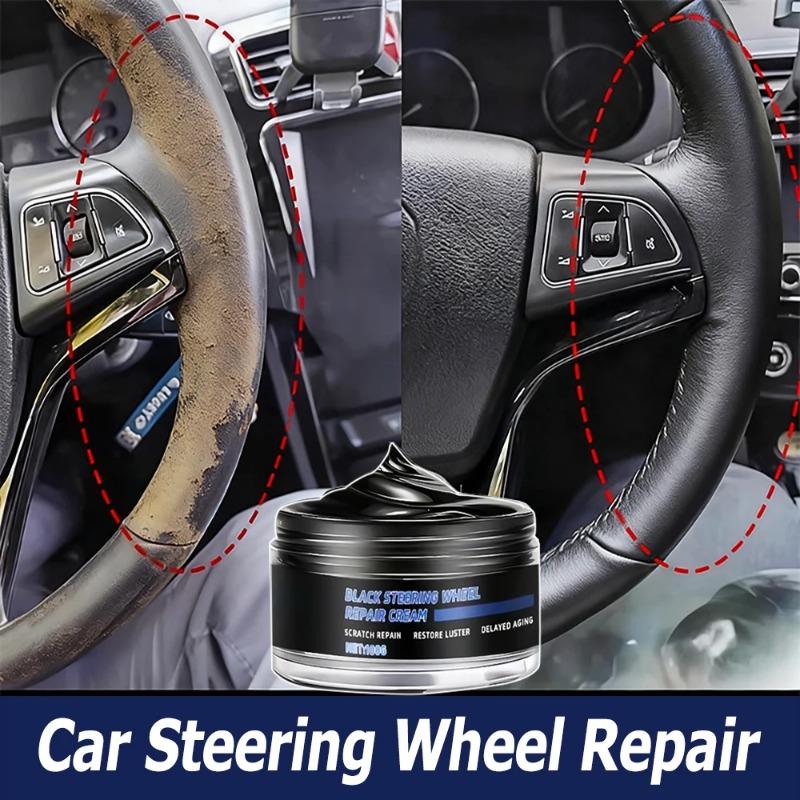 Car Steering Wheel Restoration Paste 100g Black Plastic Parts Coating Enhanced Shine Restores Cracks Remove Scratches Oxidation