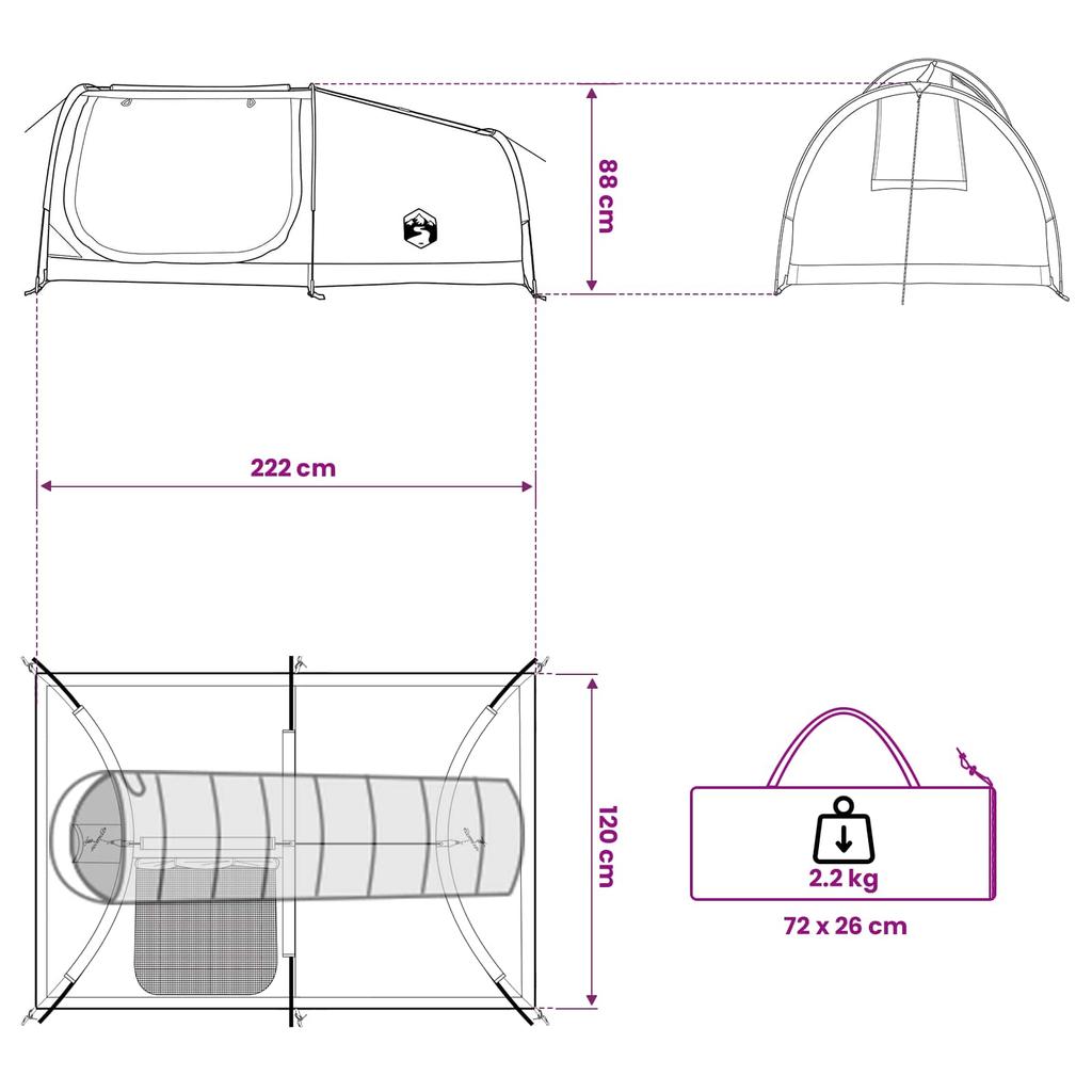 Waterproof Hiking Tent 1 Person Green