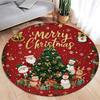 Christmas Santa Claus Round Rug Christmas Floor Mat Holiday Decoration Xmas Gift Home Interior Carpet Rug Festival Event Carpet