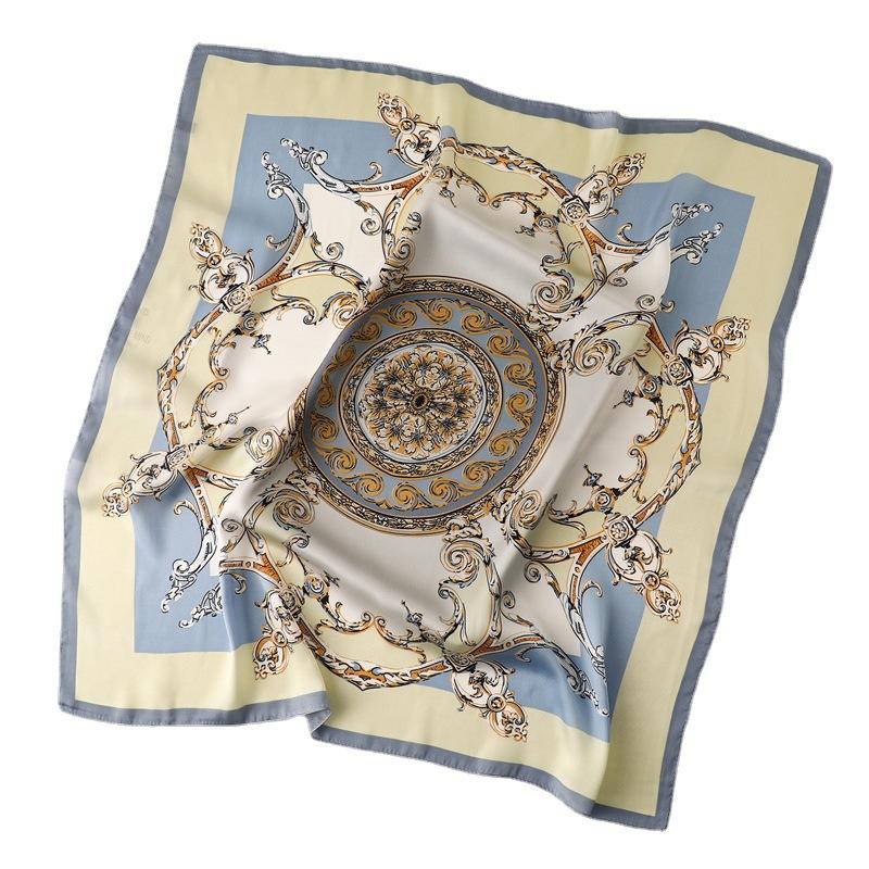 70 * 70 cm Neuer kleiner quadratischer Seidenschal für den Nackenschutz der Damen Professioneller Schal Vielseitiger Haargummi-Kopftuchschal