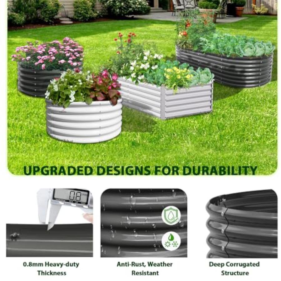 12X3X1.5 ft Galvanized Raised Garden Beds Outdoor Oval Extra Large Metal Planter Box for Planting Vegetables Flowers Herb Anti-
