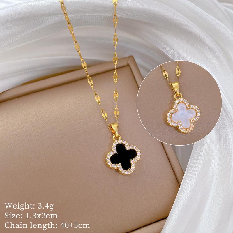 Light Luxury Full Diamond Micro-Inlaid Zircon Empty Shell Pearl Necklace Copper Electroplated Real Gold Pendant
