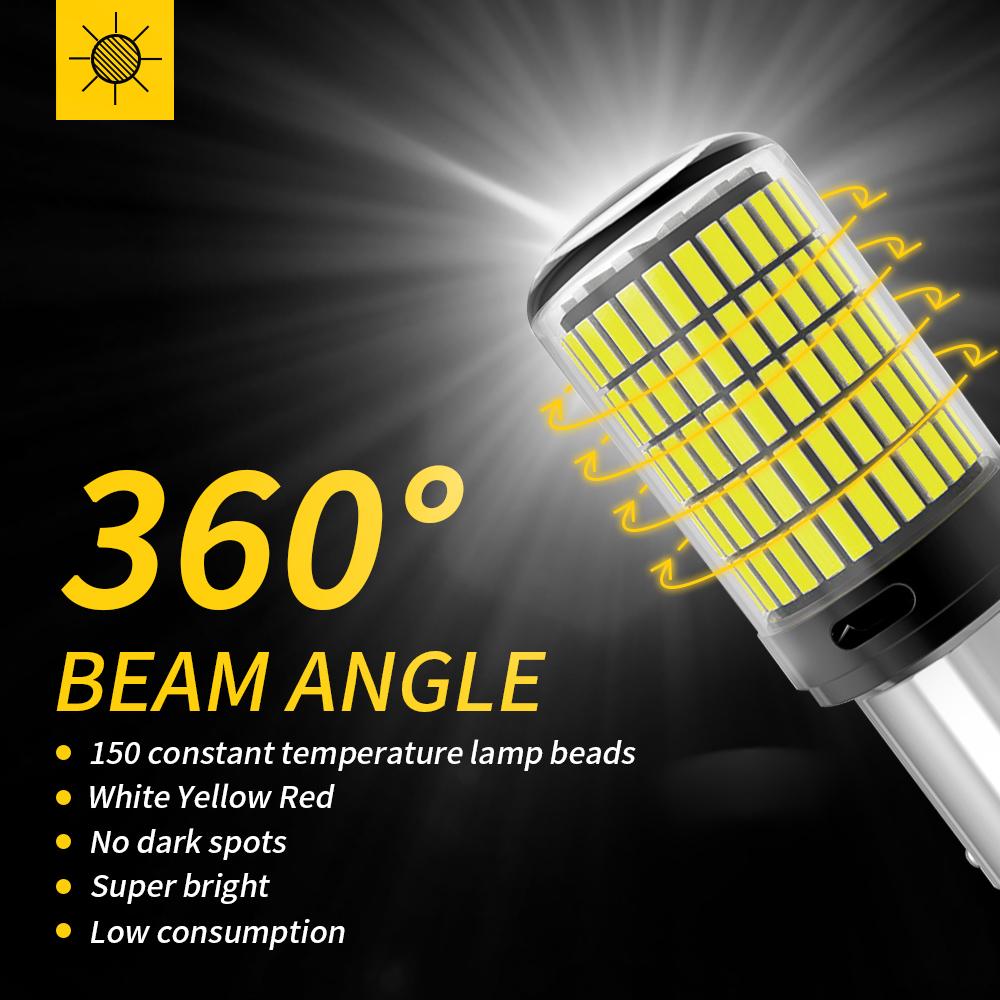 2X 7440 W21W WY21W W21/5W PY21W P21/5W Ba15s BAU15S 3157 T25 Car LED Bulbs Turn Signal Light 150SMD Brake Reverse Parking Lamps Bulbs 7