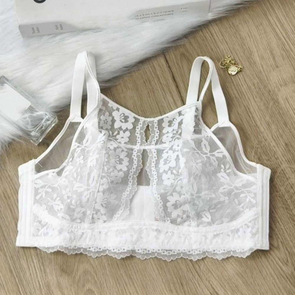 Anti-sagging Underwear for Women Shockproof Lace Thin Bra Comfortable Wireless Deep V Bra  Girls