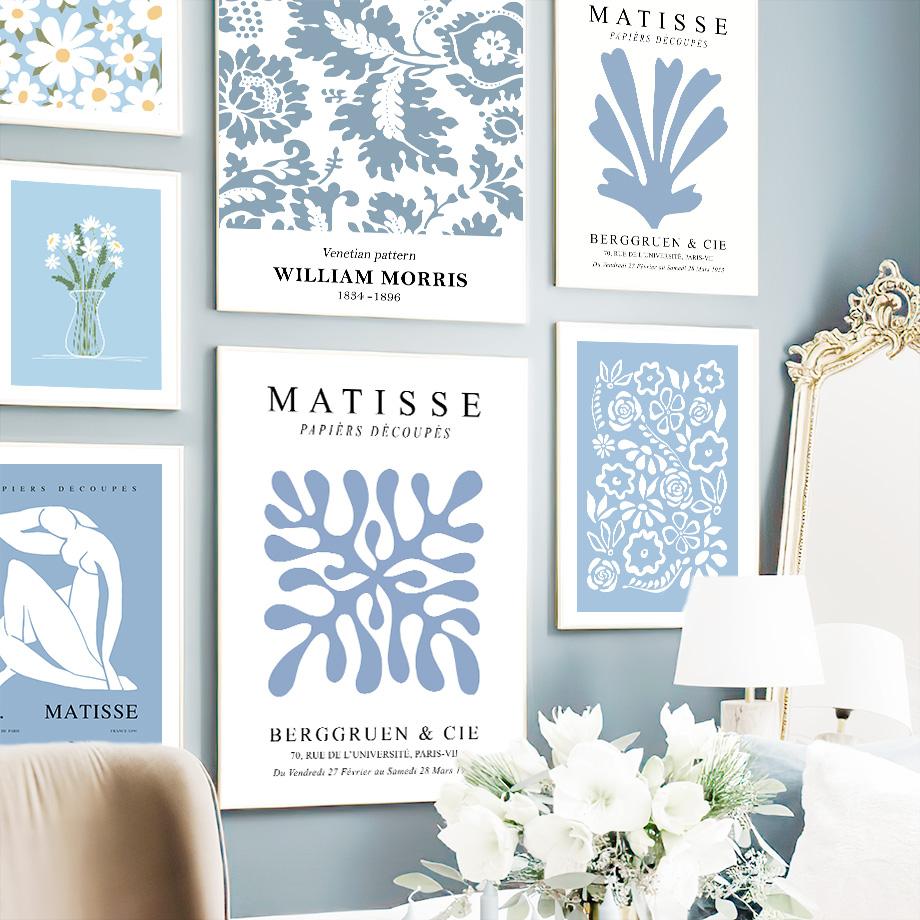 Blue Henri Matisse William Morris Flower Market Wall Art Canvas Painting Posters And Prints Wall Pictures For Living Room Decor