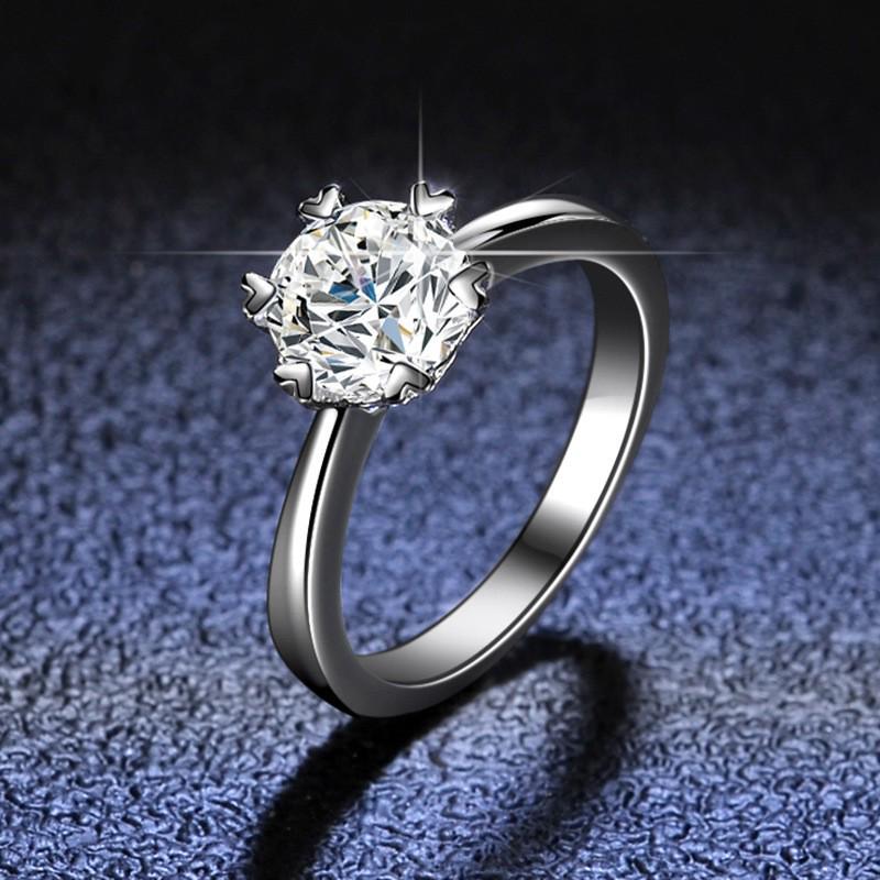 Classic Six-Prong Snowflake Moissanite Ring, 1 Carat Simulated Diamond, 925 Sterling Silver