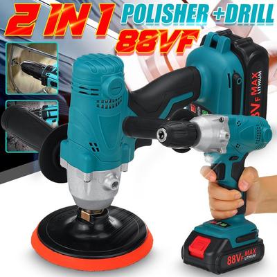 58 N.M Electric Drill Cordless Polisher Car Polishing Machine 88VF 58 N.M Torque LED Light For 18V Battery 800W 2 IN 1