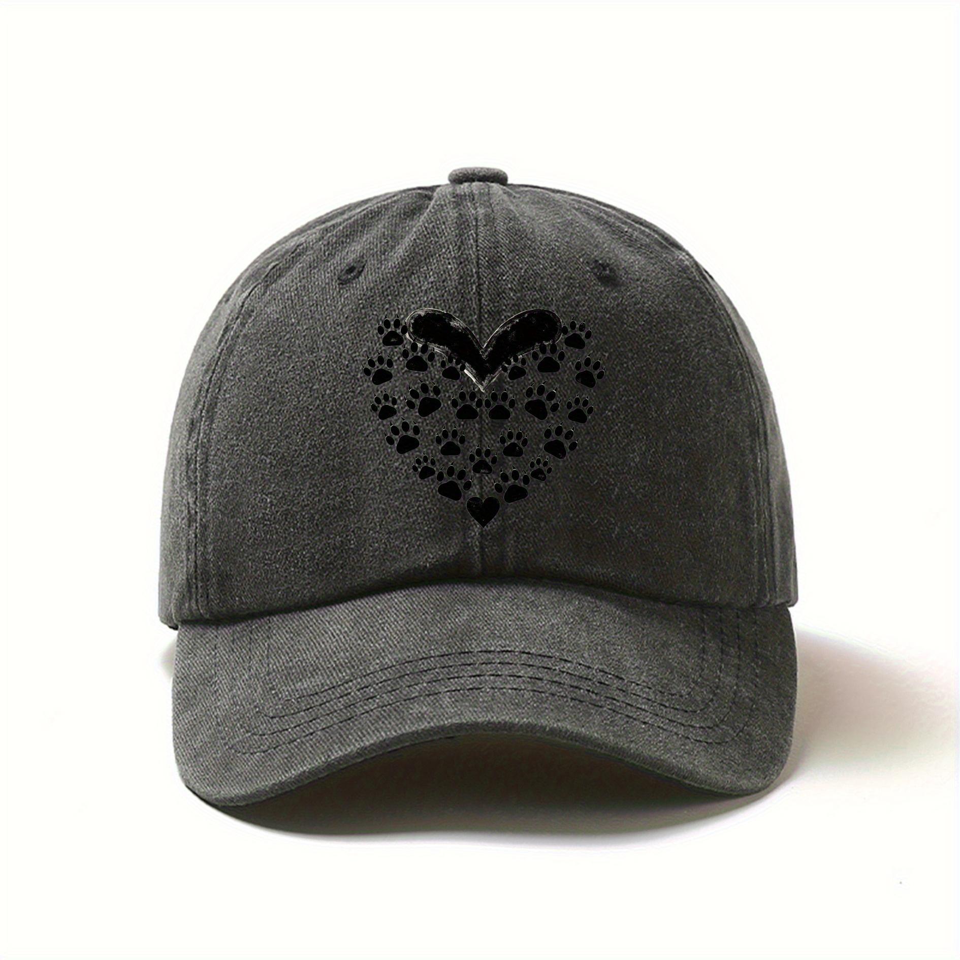 

Heart and paw print design baseball cap breathable men s and women s outdoor sports and leisure street