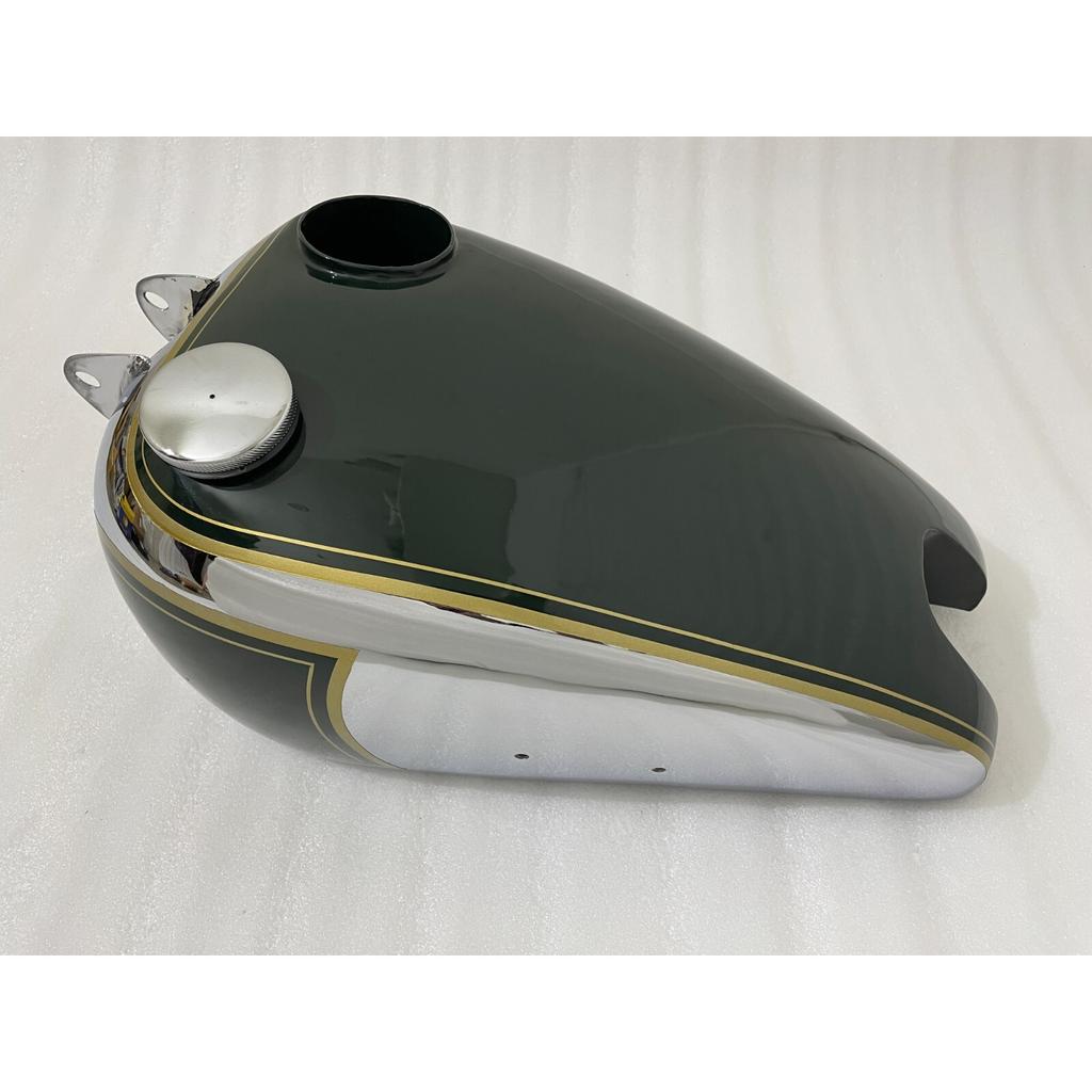 BSA B31 Petrol Gas Fuel Tank + Cap Black Paint Chrome Plated Steel |Fit For