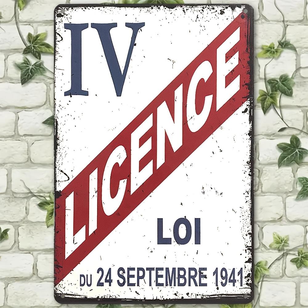 

Vintage License IV Metal Sign Distressed Wall Art with Bold Blue Red Text Weathered Finish Retro Decor for Home 20x30cm