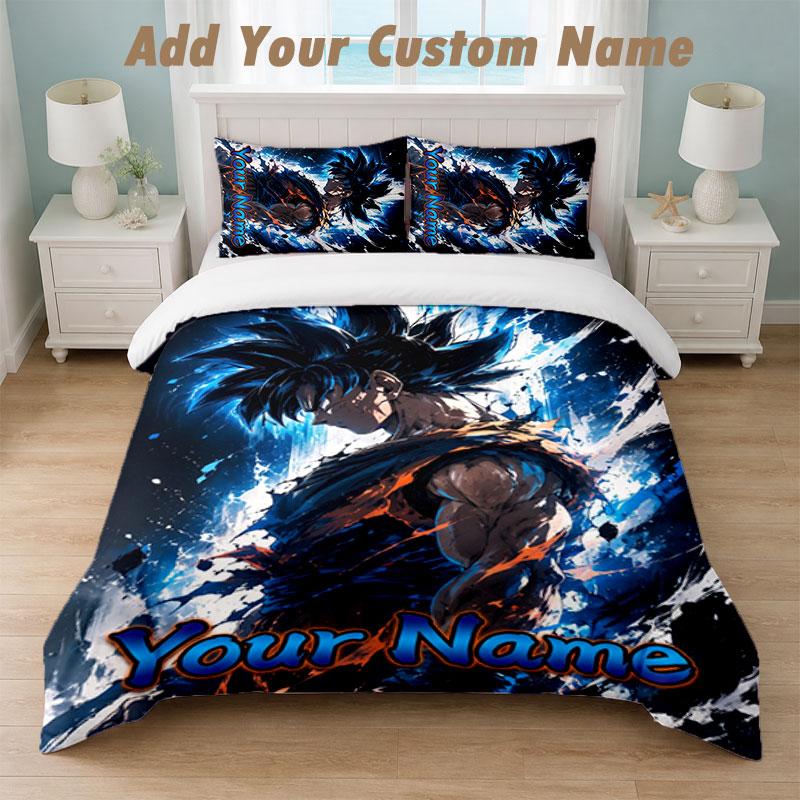Bedding Set 1 Duvet Cover 2 Pillowcases Dragon Ball Print Soft Bed Linen Bedroom Decor
