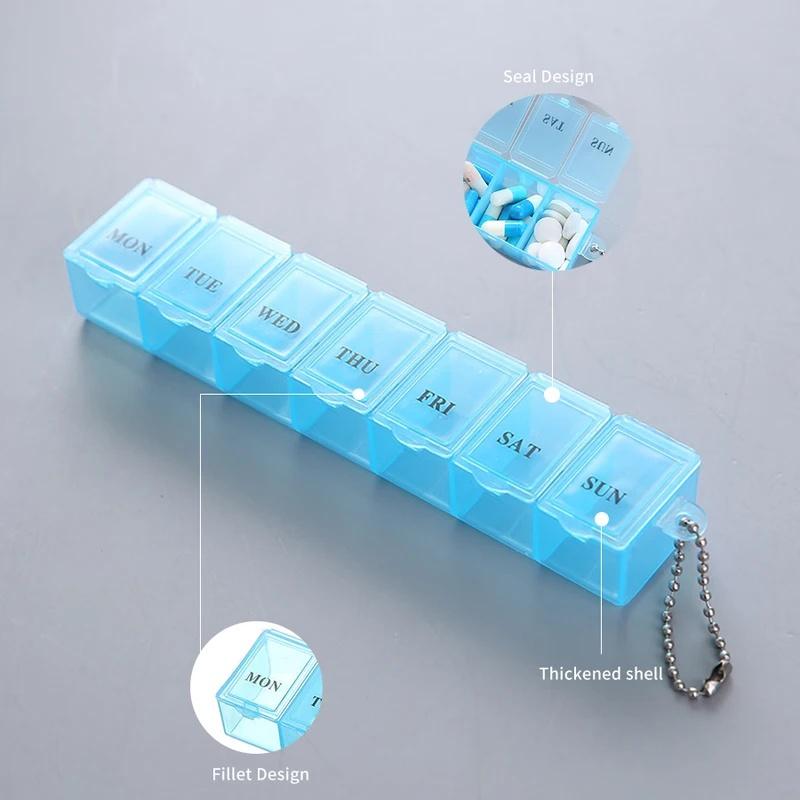 Portable Day Box Organizer Travel Storage Compartment Medicine Tablet Holder Pillsplitter Plastic Exquisite Weekly Container