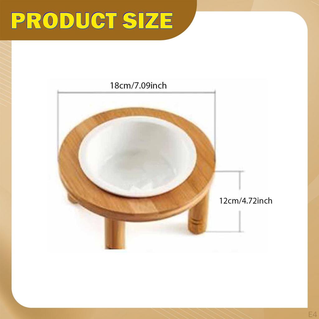 Elevated Cat Dog Bowl Ceramic Feeder Easy Assembly with Wood Stand Raised Pet Food Water Dish