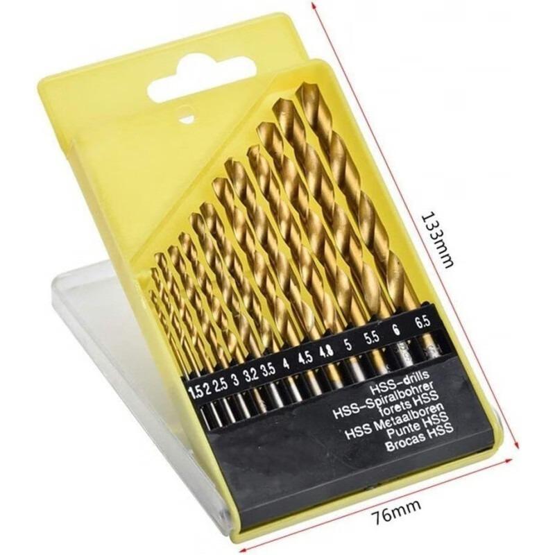 

High-Speed Steel Drill Kit 13 Piece Set, Impact Quick Change Drill Kit for Cast Iron Hardening Metal Wood and Plastic