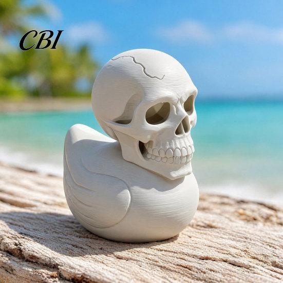Study Room Desk Accessory 3D Printed Skull Duck Ornament, Gothic Figurine, Creative Office Counter Decorative Piece Halloween Decor for Home