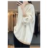 Korean Style Oversized Loose Knit Sweater Casual V Neck Pullover Color Block Tops for Women Autumn