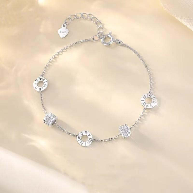 Sterling Roman Numeral Waist-Shaped Bracelet Women Rose Gold Minimalist Elegant Daily Wear
