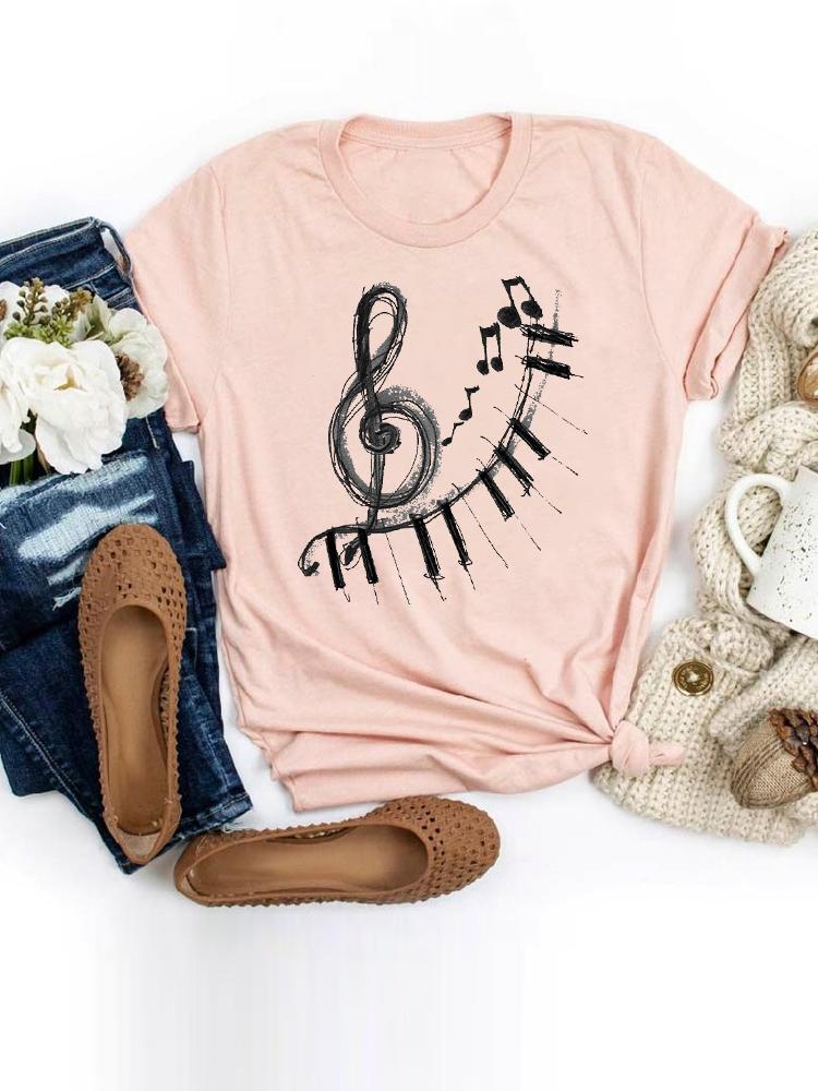 Short Sleeve Moon Vintage Lovely Style Fashion Summer Women Print T Shirt Female Casual Top Tshirts Cartoon Graphic Tee T-Shirt