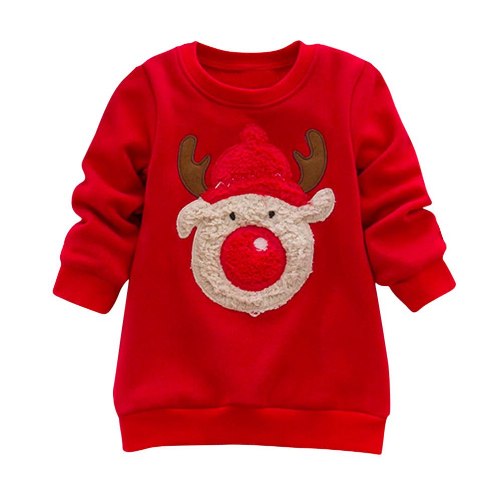 Toddler Baby Long Sleeve Print Christmas Deer Tops  Sweatshirt
