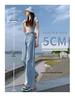 High-Waist Adjustable Straight Leg Jeans - Women's Korean Style Loose Slimming Wide-Leg Floor-Length Dad Jeans