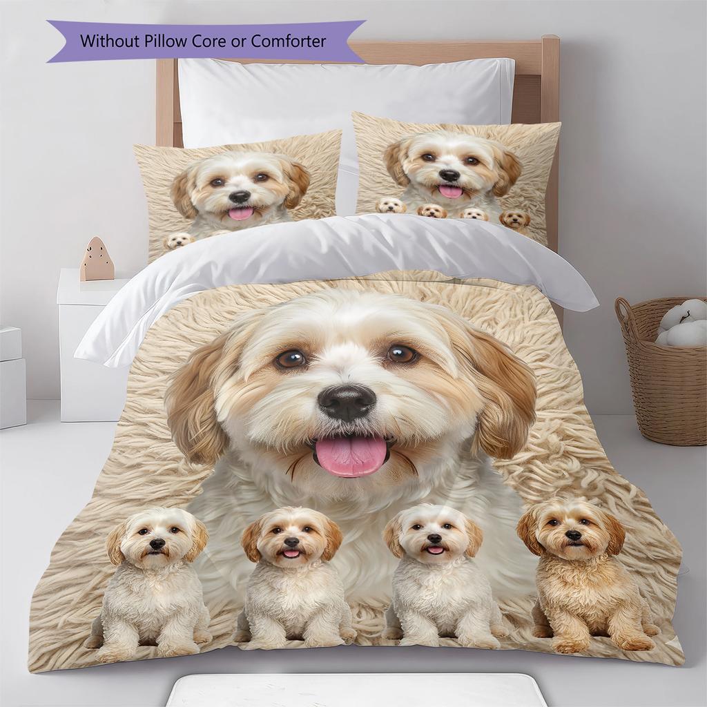 Havanese Papillon Pattern Bedding Quilt Set Quilt Cover Pillowcase Home Decoration Gift (1 * duvet cover + 2 * pillowcase, without core)