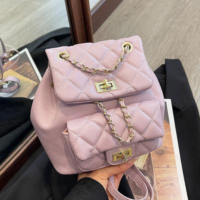 Spring and Summer New Fashion Diamond Checkered Chain Multi-back Shoulder Bag Women's Casual Commuter Temperament Backpack