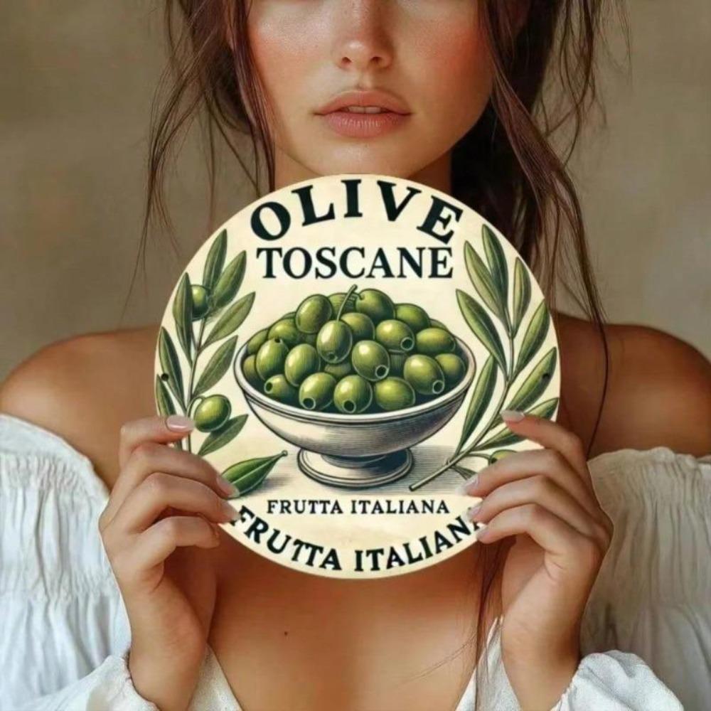Vintage Olive Tuscany Fruit Tin Sign Wall Decor Home Kitchen Art Gift