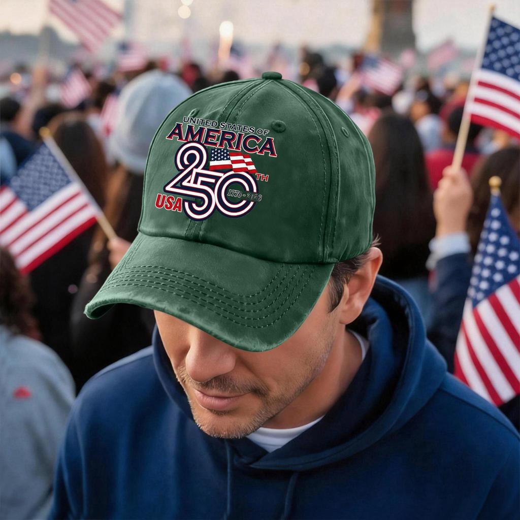 Men's and Women's Matching American 0th Anniversary Anniversary Embroidered Vintage Washed Baseball Cap
