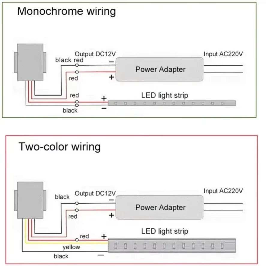 6 Styles Mirror Dimming Touch Switch Bathroom Mirror DC12V 24V Makeup LED Monochrome Electrodeless Dimming Mirror Switch Adjusta