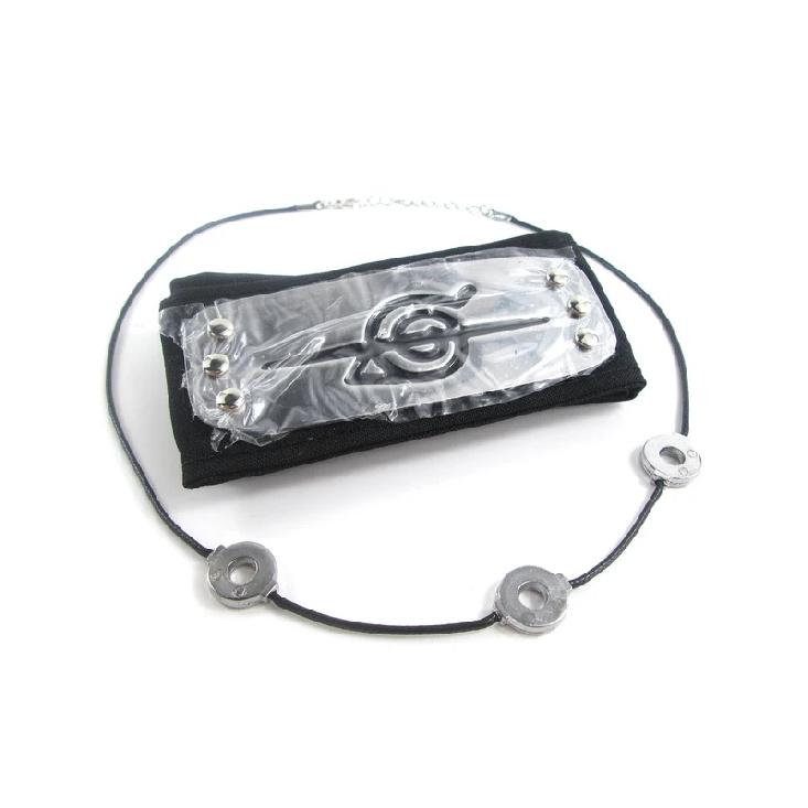 Brdwn Cosplay Akatsuki Hidan Itachi Logo Headband Necklace Ring Kunai