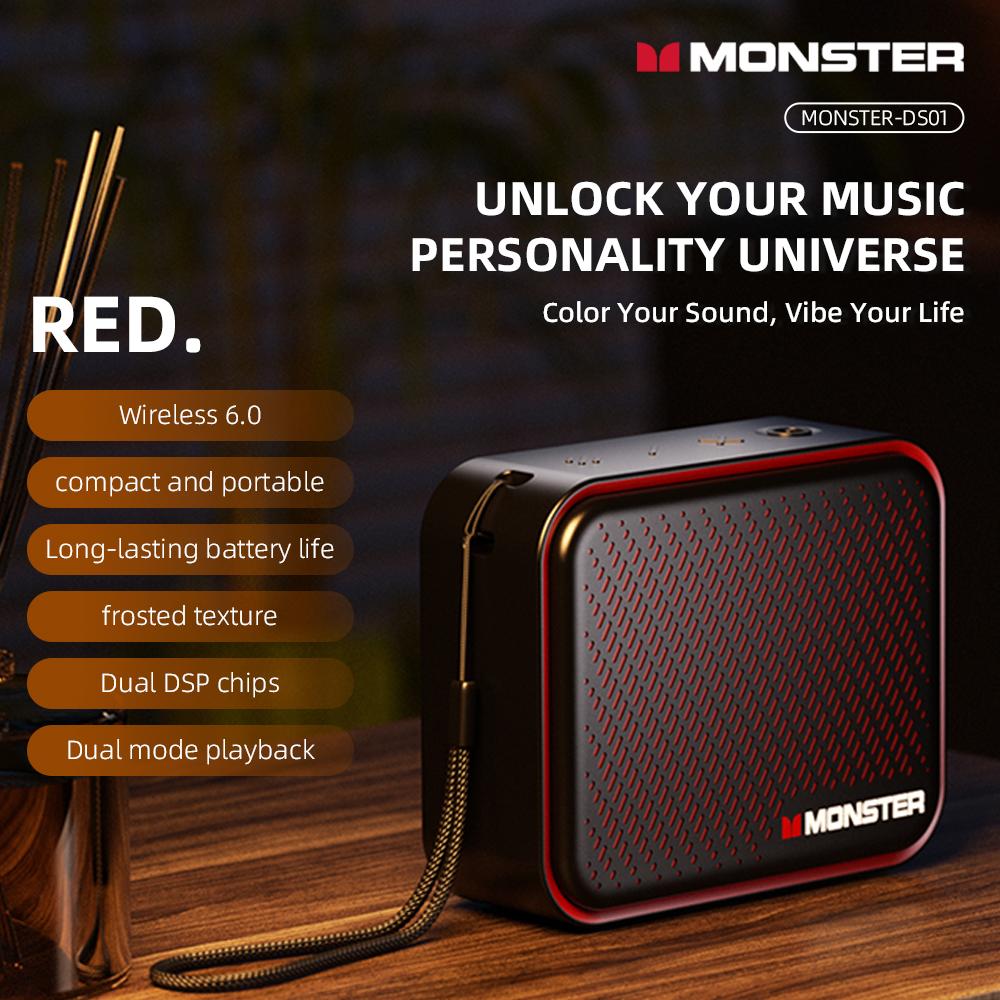 Monster DS01 Outdoor Portable Wireless Speaker BT V6.0 IP67 Waterproof 1500mAh High Fidelity Mini Subwoofer Acoustics
