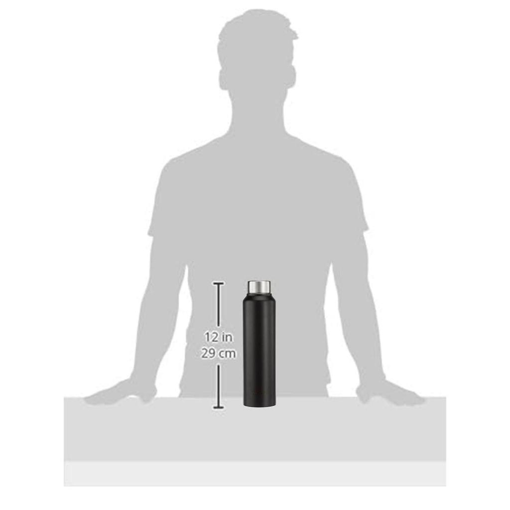 Stainless Steel Water Bottle (Pack of 2) | BIS-Approved | 900ml (Matte Black)