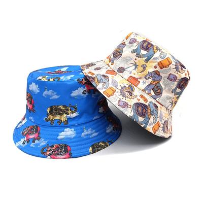 New Fashion Elephant Bucket Hats Versatile Print Fisherman Cap Spring/Summer Unisex Outdoor Sunshade Fishing Hat