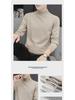 Men's Black Slim Fit Mid-Neck Knitted Sweater - Half Turtleneck for Autumn/Winter