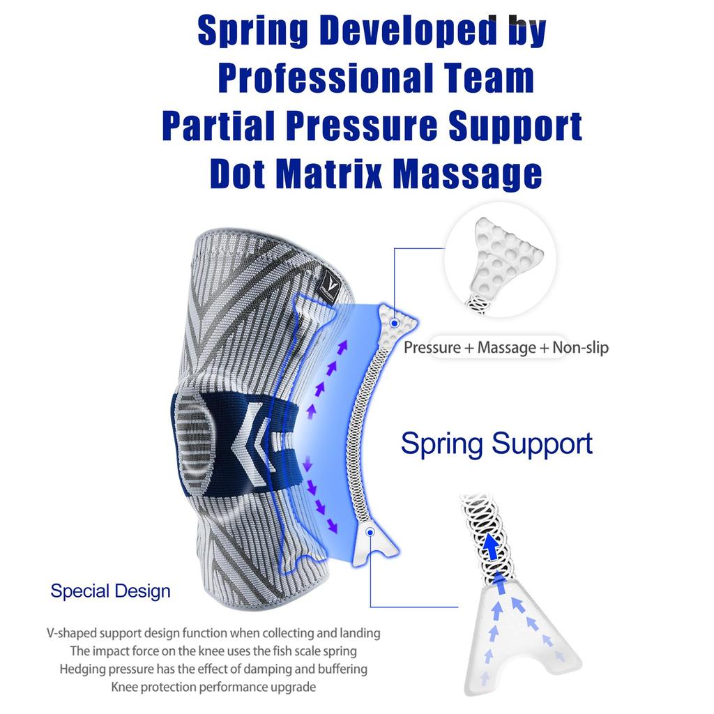 Latest Knee Support for Men Pressurized Elastic Knee Brace with Silicone Spring Basketball Volleyball Knee Pads