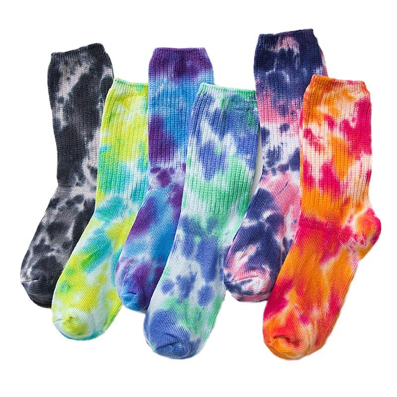 2020 Cotton Skate Socks Men Women Sock Knee-high Funny Cycling Running Hiking Tie Dye Sox Harajuku H