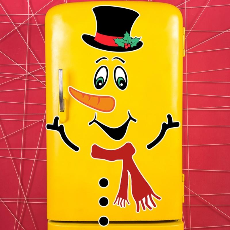 Christmas Cartoon Snowman Magnet Refrigerator Sticker Decal Xmas Ornament for Home KItchen Fridge Decorative Decal Gift