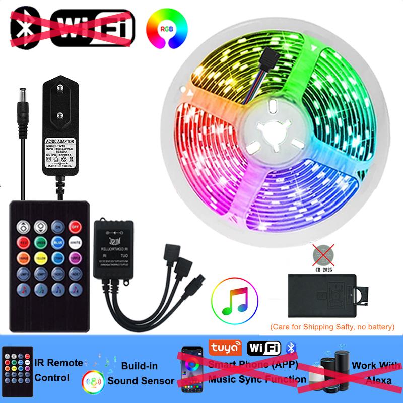 

WiFi LED Strip Lights 5-30M 220V 110V RGB 5050 Tape Lamp Alexa Bluetooth Rgb Led Lights Strips Christmas Decoration Lights EU Plug&5050 Non Waterproof&5m RGB