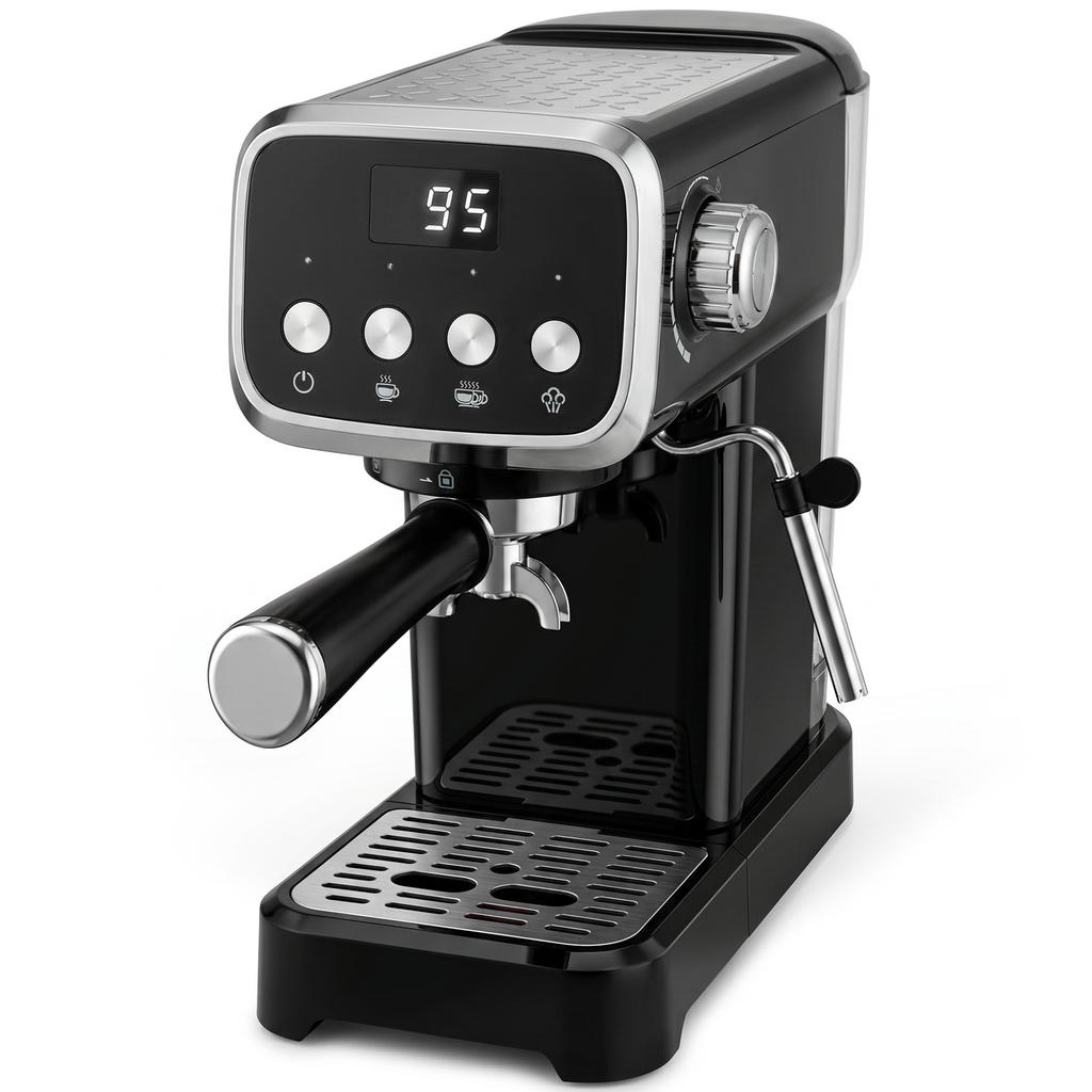 Espresso Machine 20 Bar Cappuccino Coffee Maker With Frother Wand 1.2 L Water Tank Black