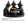 Halloween Black Cats Candle Holder Gothic Resin Cat with Witch Hat Statue Tea Light Holder for Indoor Party Mantel Coffee Table Centerpiece