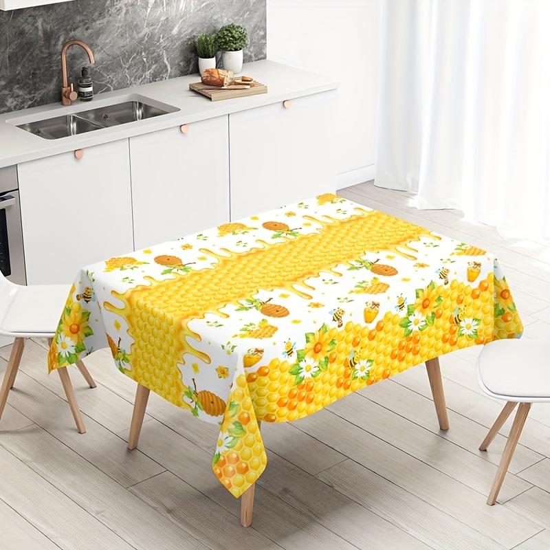 Bee Hive Waterproof Rectangle Tablecloth Reusable Yellow white Bee Theme Party Tablecover for Wedding Bride Party Decorations