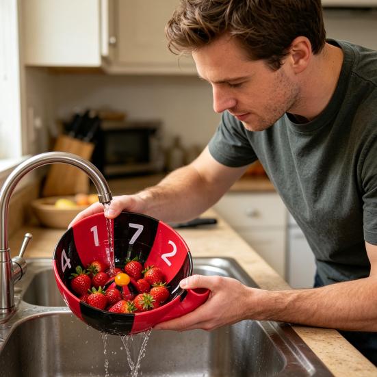 Berry Washing BowlSelf Spinning 360-Degree Cleaning Colander with Quick Drain System Multipurpose Rotating