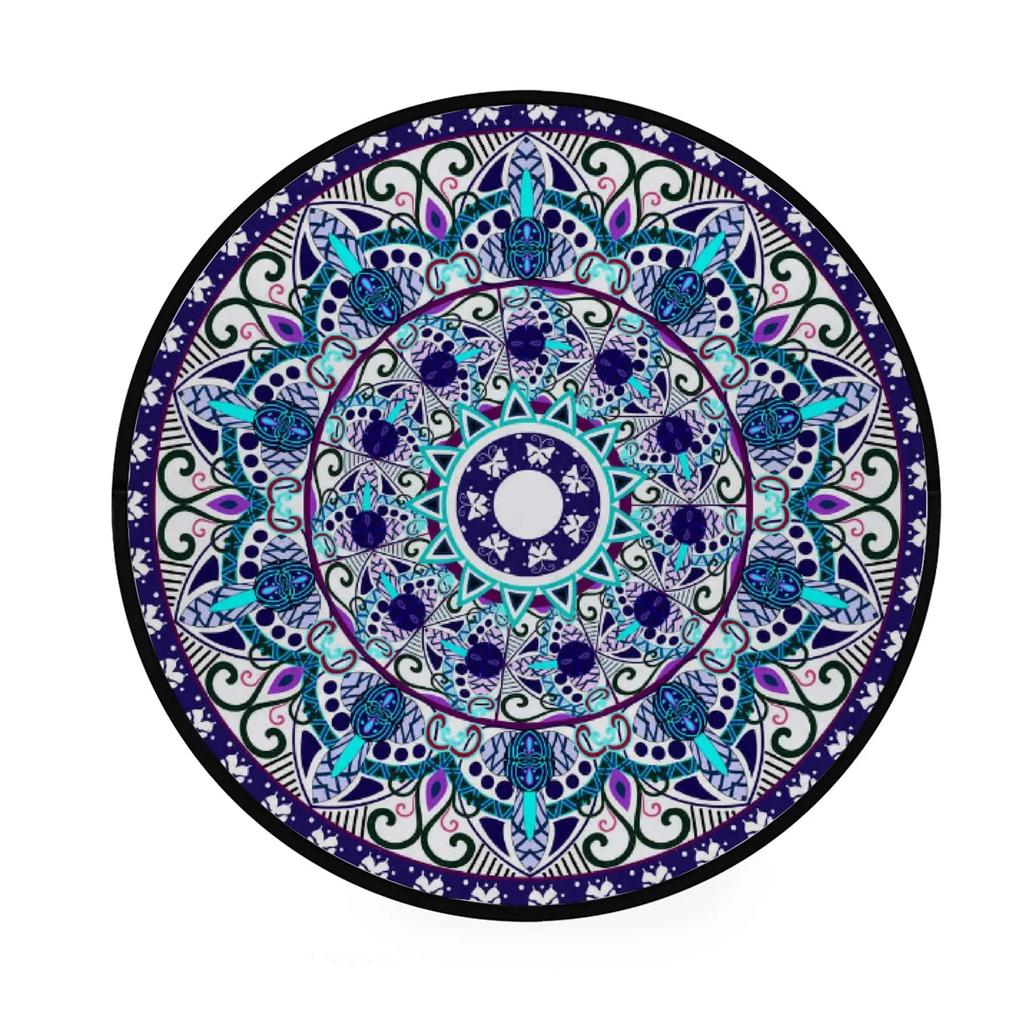 Abstraktní Boho Květinová Mandala Kulatý Koberec Exotický Květinový Kruh Koberec do Obývacího Pokojí Měkká Protiskluzová Podložka do Dětského Pokojí Vstupní Podlahová Rohož