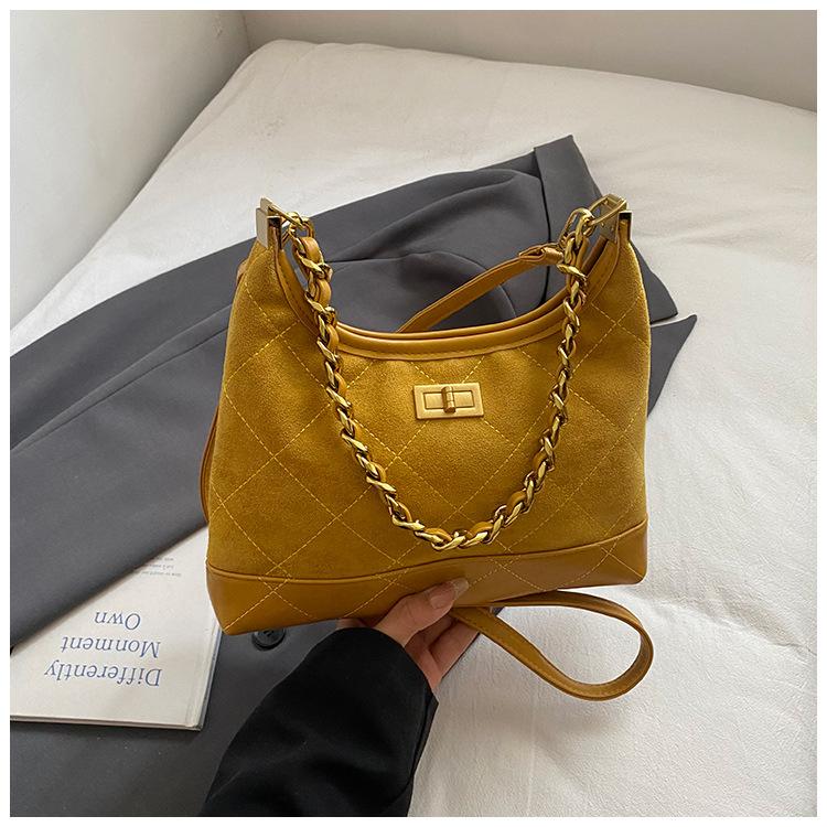 Fashion Niche Rhombus Embroidered Thread Stray Bag Women's Bag New Retro Commuter Underarm Shoulder Bag Chain Crossbody Bag